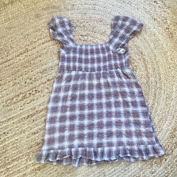 Maeve Anthropologie Babydoll Mini Dress Cottagecore Plaid Flutter Sleeves Small - Picture 4 of 10